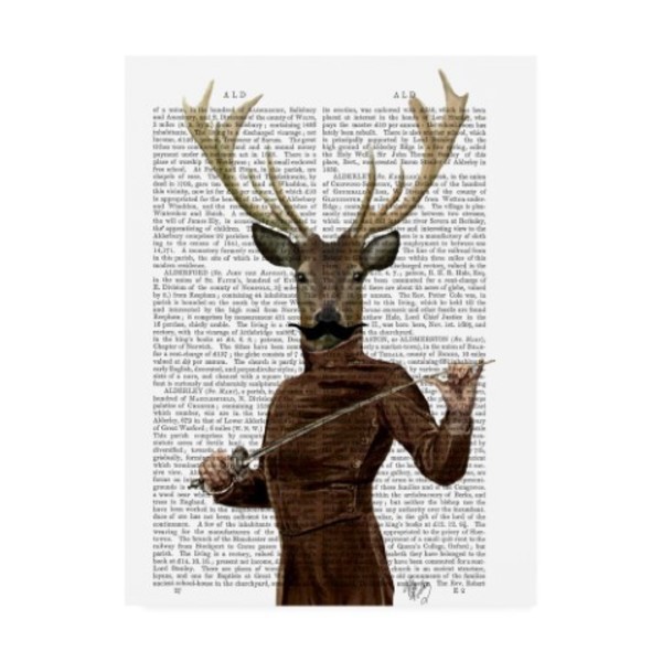 Trademark Fine Art Fab Funky 'Fencing Deer, Portrait' Canvas Art, 14x19 WAG12303-C1419GG
